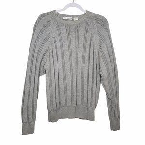 Clairborne VTG Gray Cable Knit Sweater Mens Sz XL